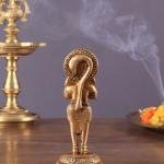 Brass Hanuman in Anjali Namaskar Mudra 4" | Spiritual Symbol of Humility, Devotion & Prayer | Intricate Craftsmanship | 270g Compact Idol | Home Altar Decor